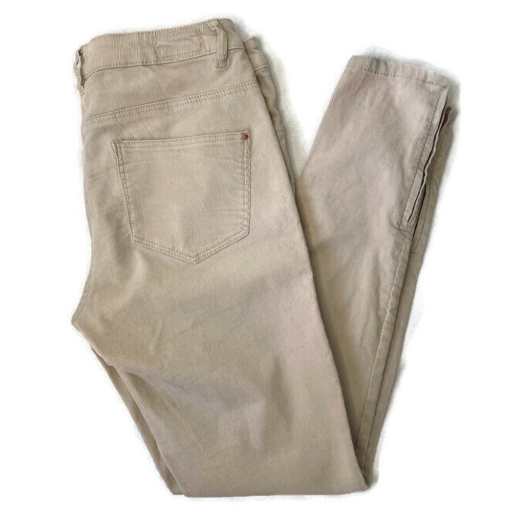 H&M Women’s Cream / Off White Corduroy Skinny Zip Ankle 5 Pocket Jeans Size 8